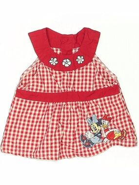 Gingham Vintage Disney Embroidered Red Daisy Duck Minnie Mouse Y2K Blouse EUC